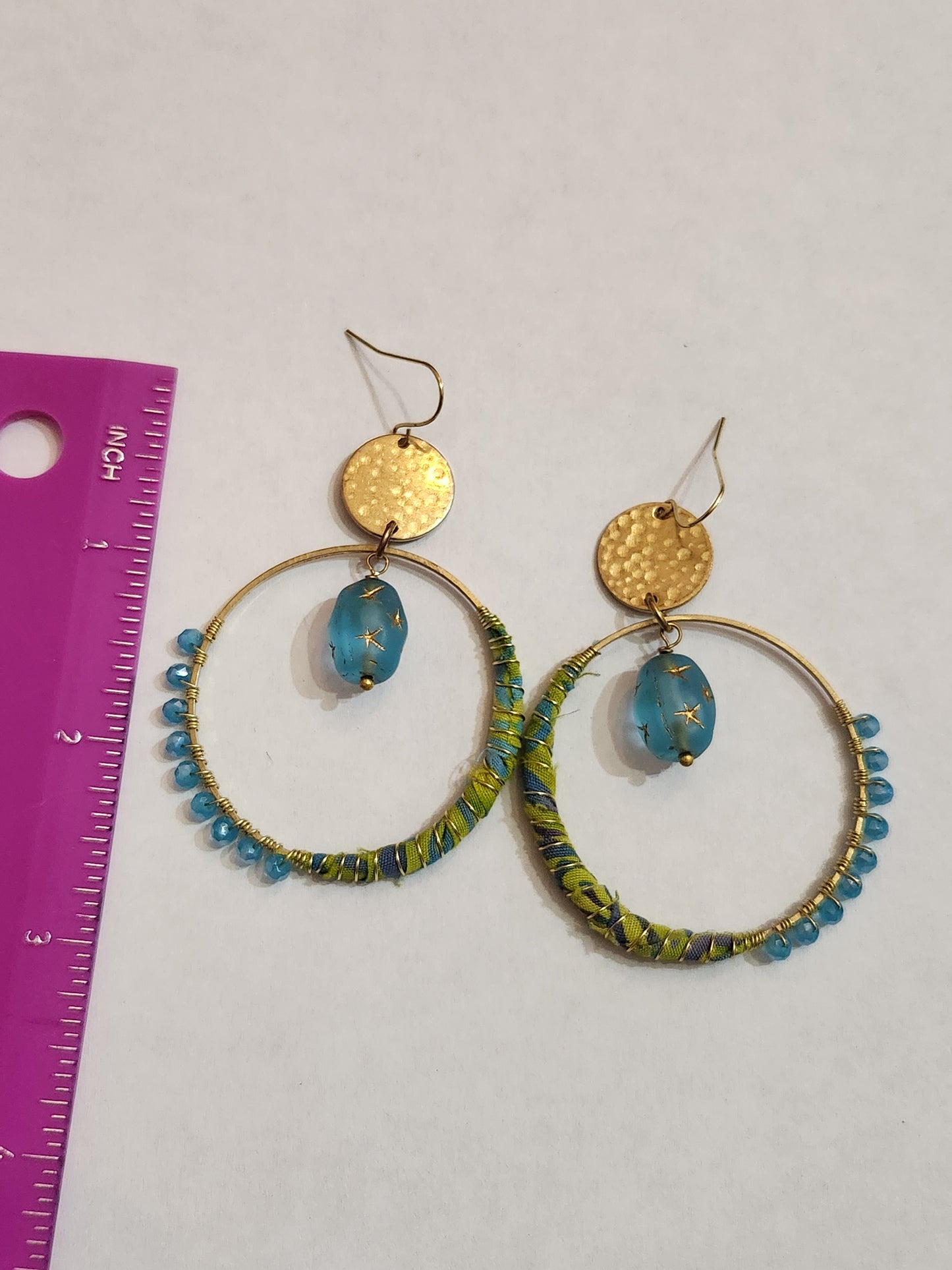 Green & Aqua Hippie Hoops