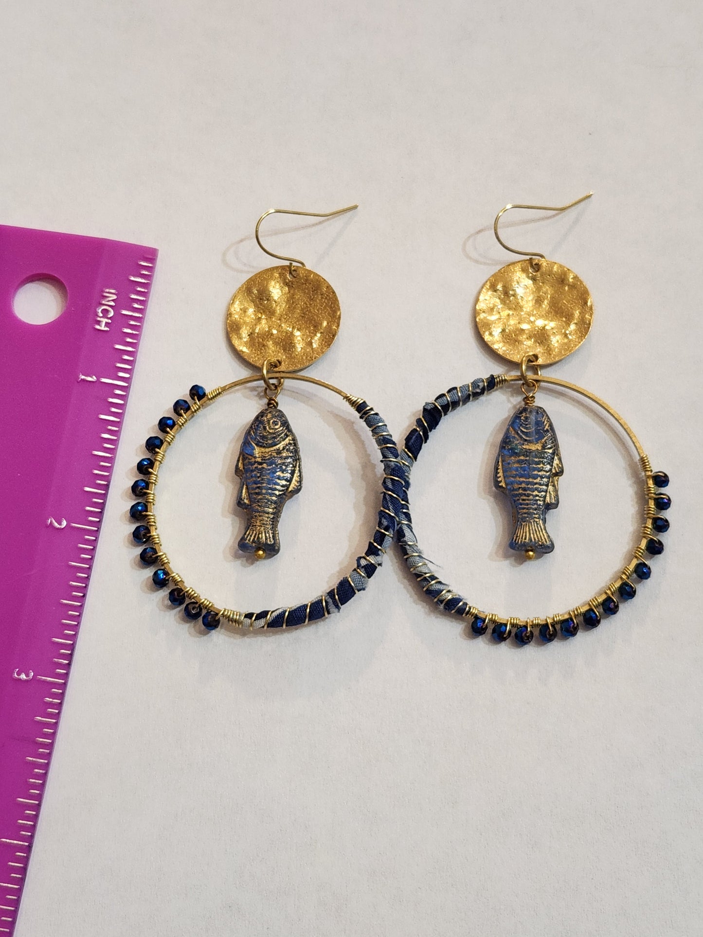 Sapphire Fish Hippie Hoops