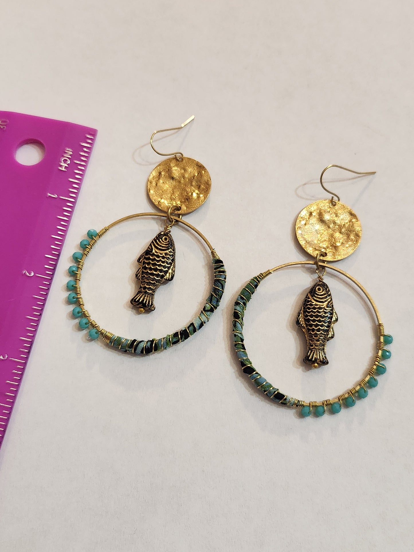 Blue & Black Fish Hippie Hoops