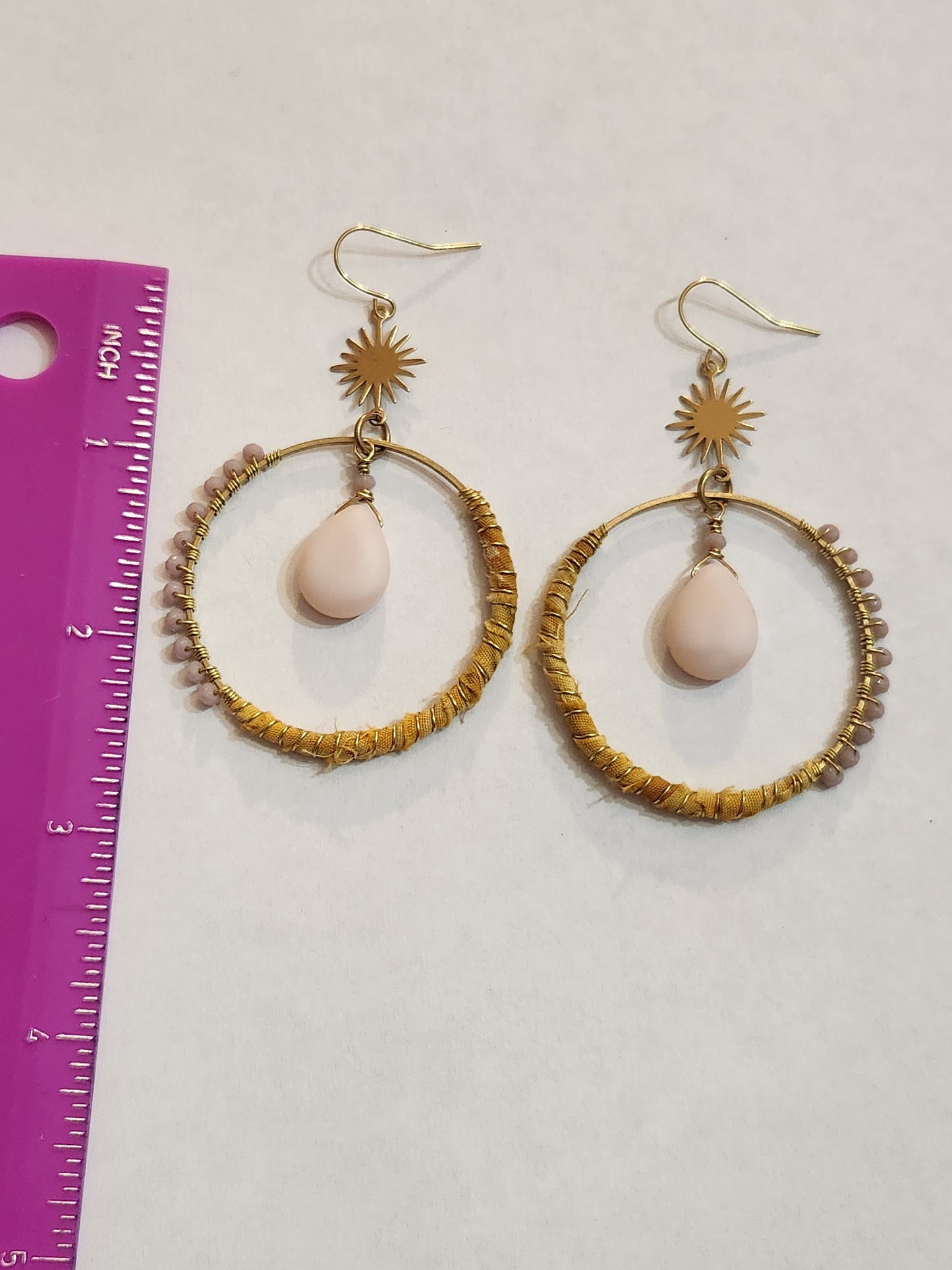 Mustard, Dusty Lavender, and Pink Hippie Hoops