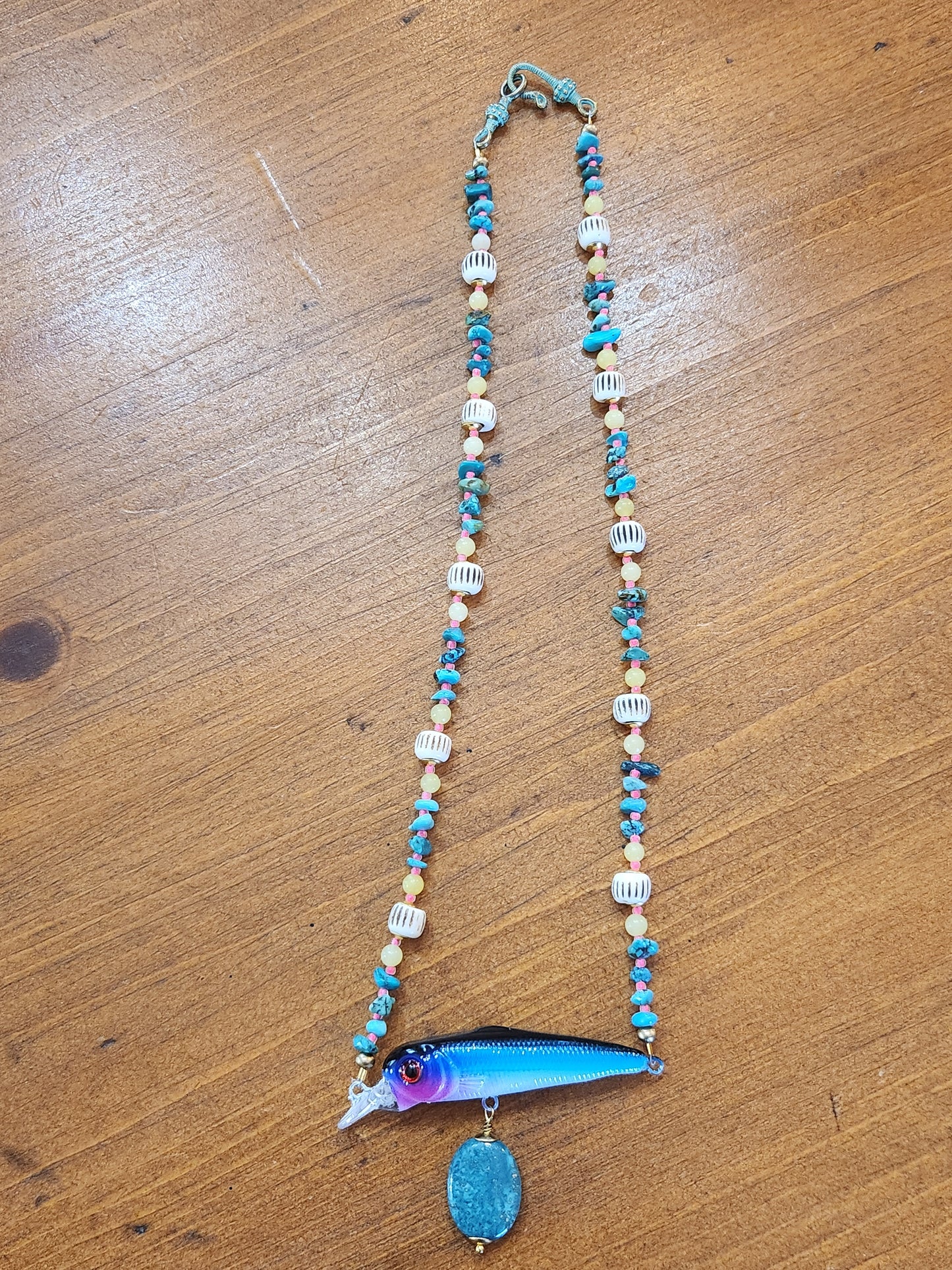 Blue Fish Lure Necklace