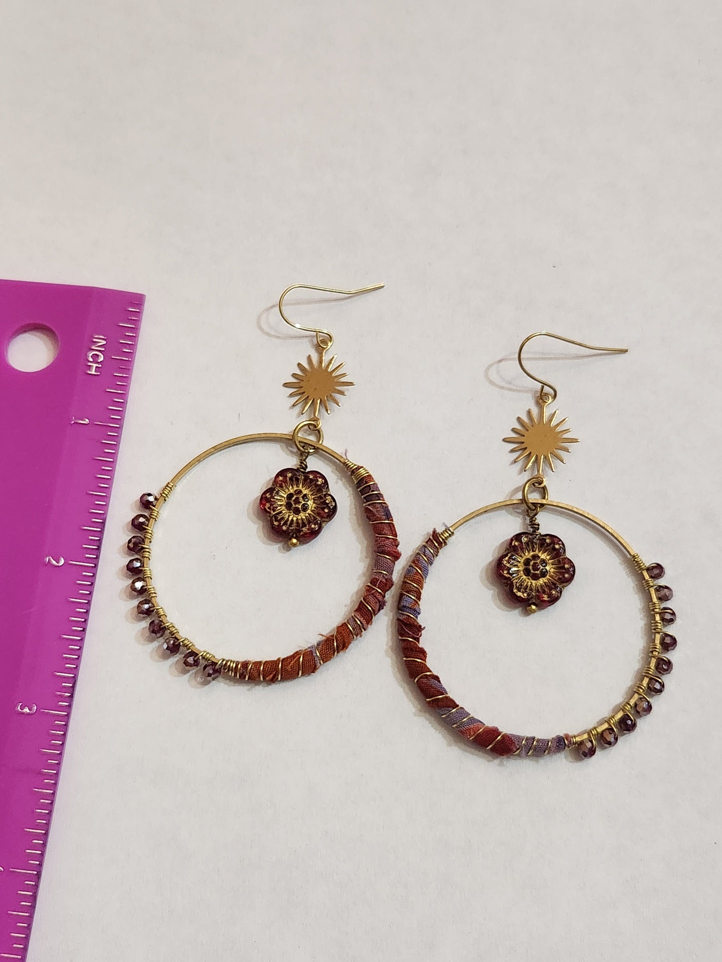 Red Flower Hippie Hoops