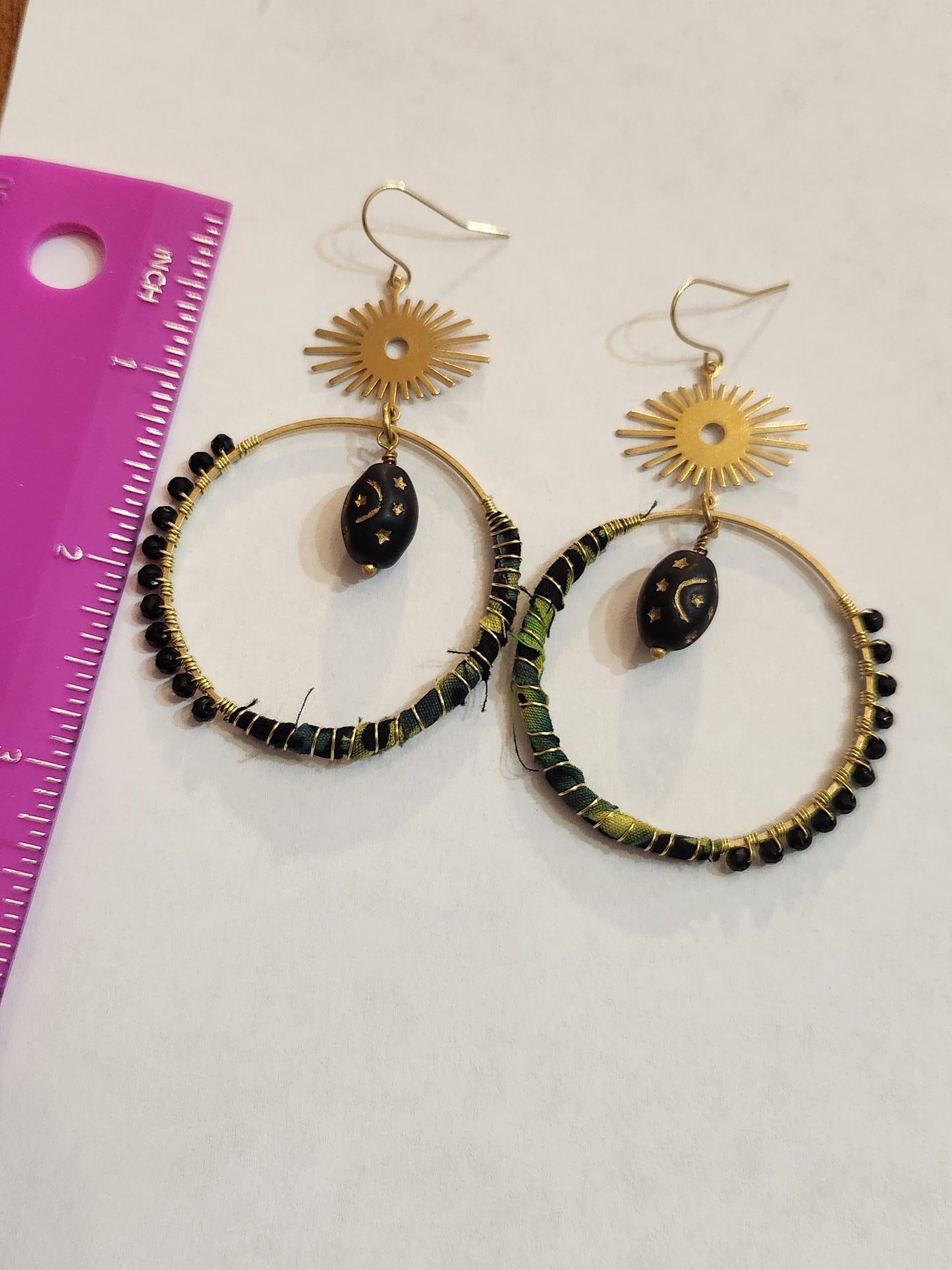 Black and Green Hippie Hoops
