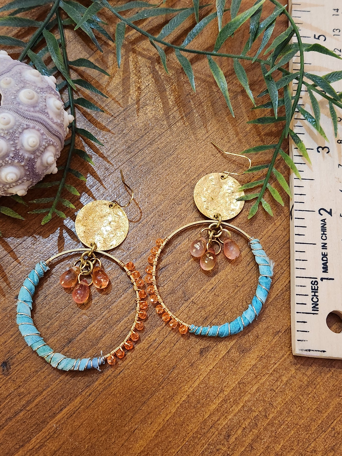 Beachy Turquoise and Orange Hippie Hoops