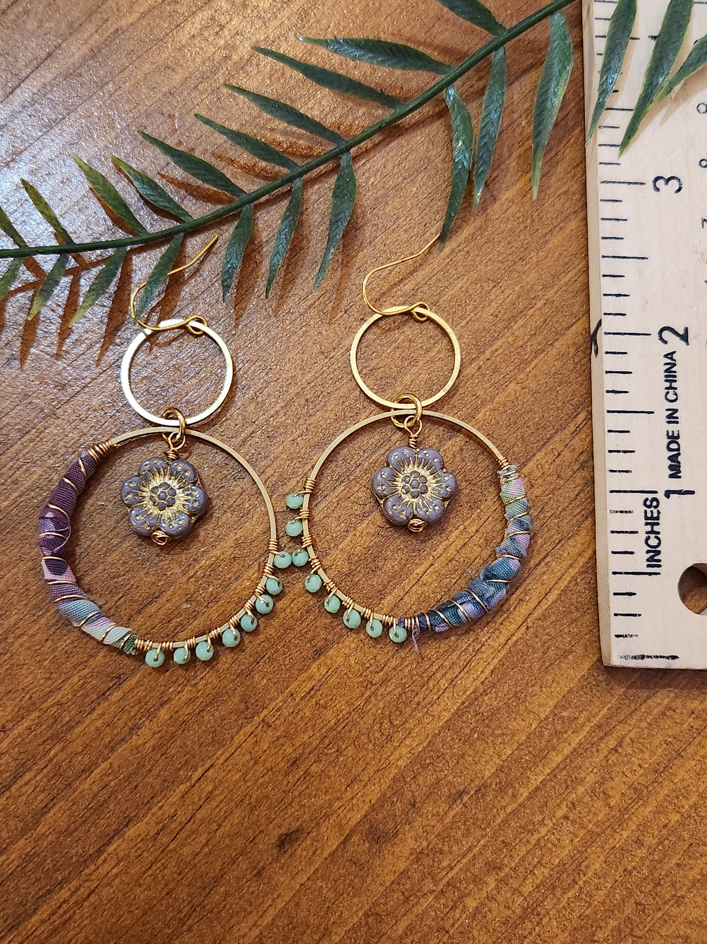 Dusty Purple and Sage Green Hippie Hoops
