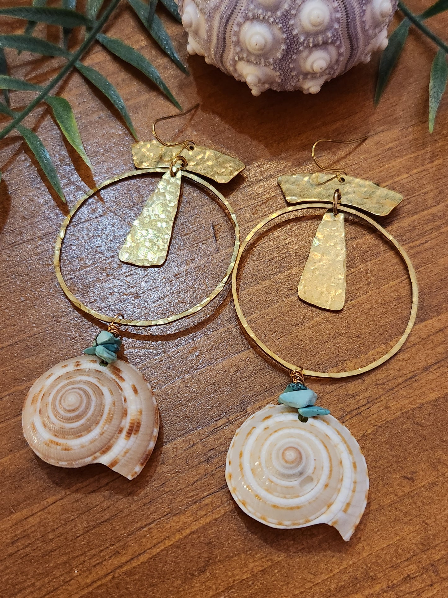 Seashells and Turquoise Earrings