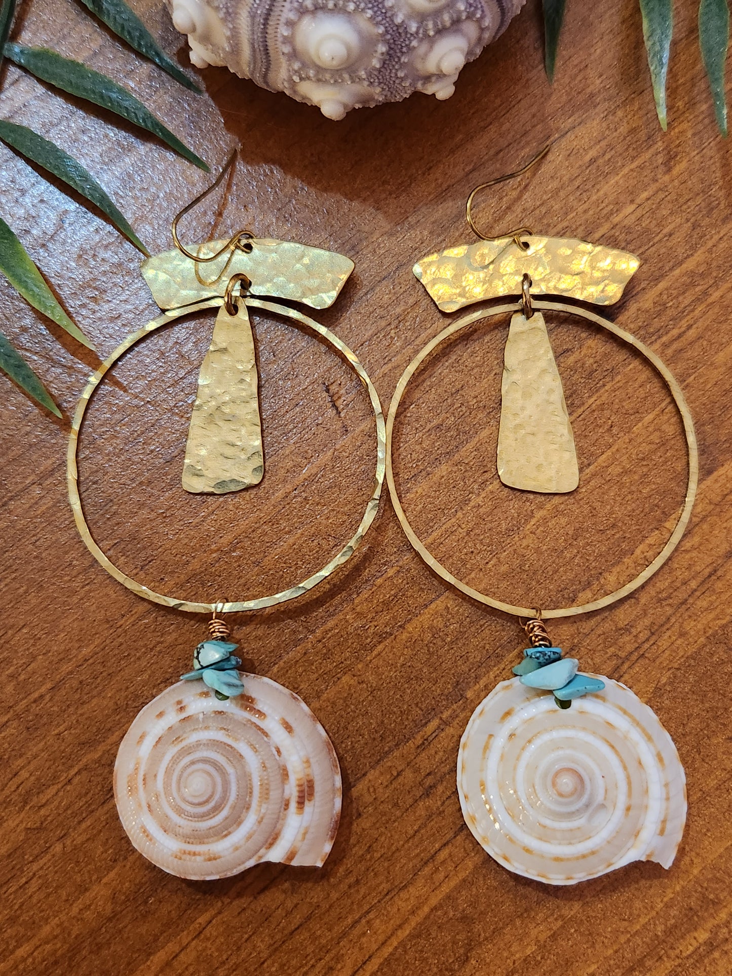 Seashells and Turquoise Earrings