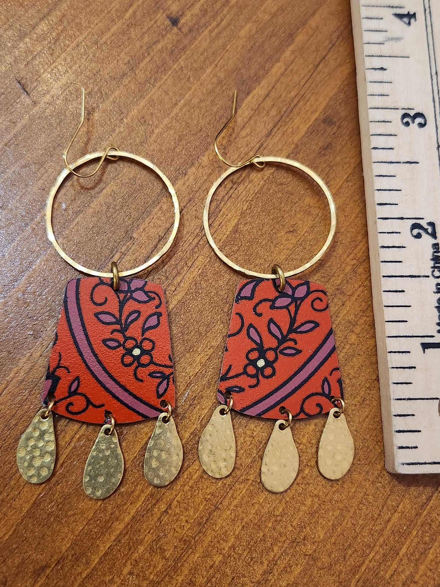 Royal Red, Purple, and Gold Earrings
