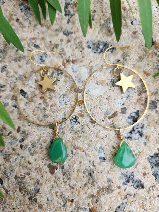 Australian Crysoprase with Brass Stars