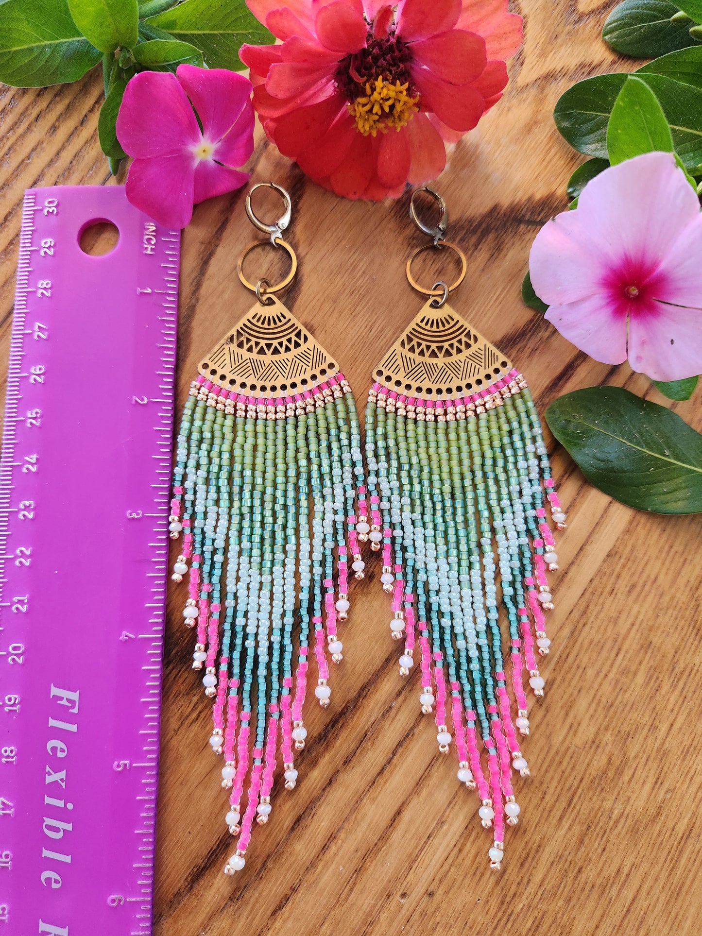 Brass Fan Fringe Earrings