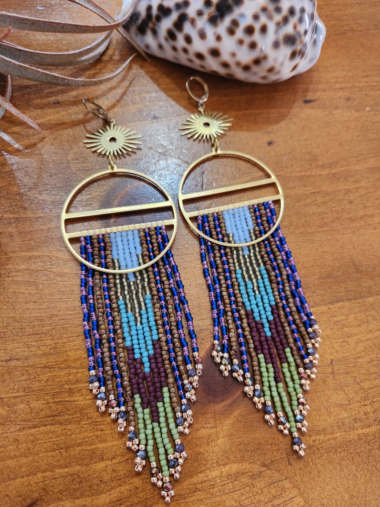 Earthy with Jewel Tones Fringe Earrings