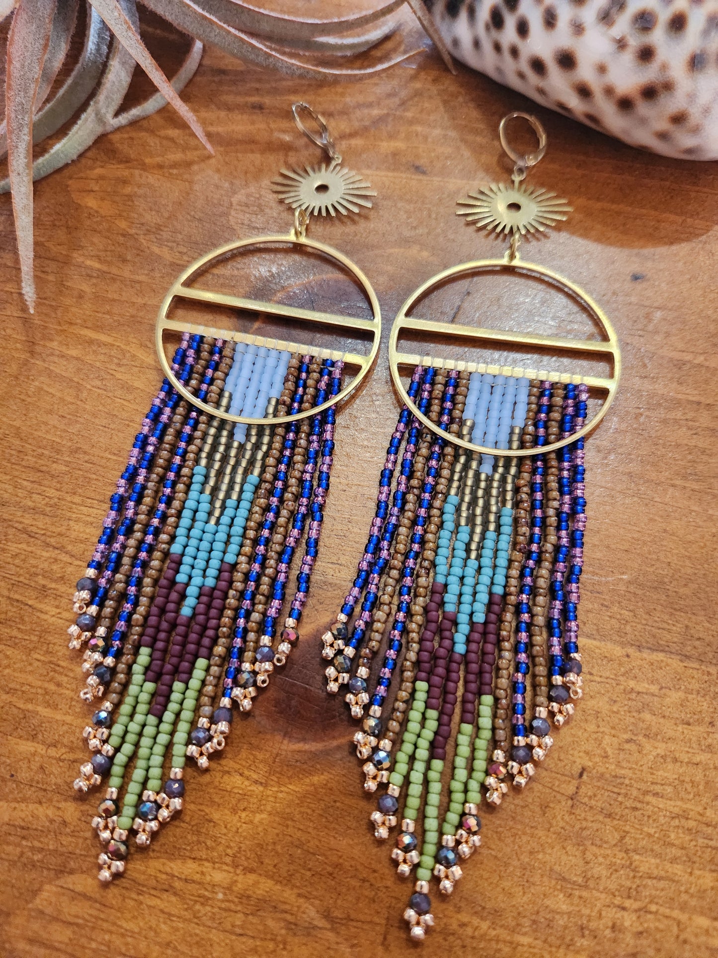 Earthy with Jewel Tones Fringe Earrings