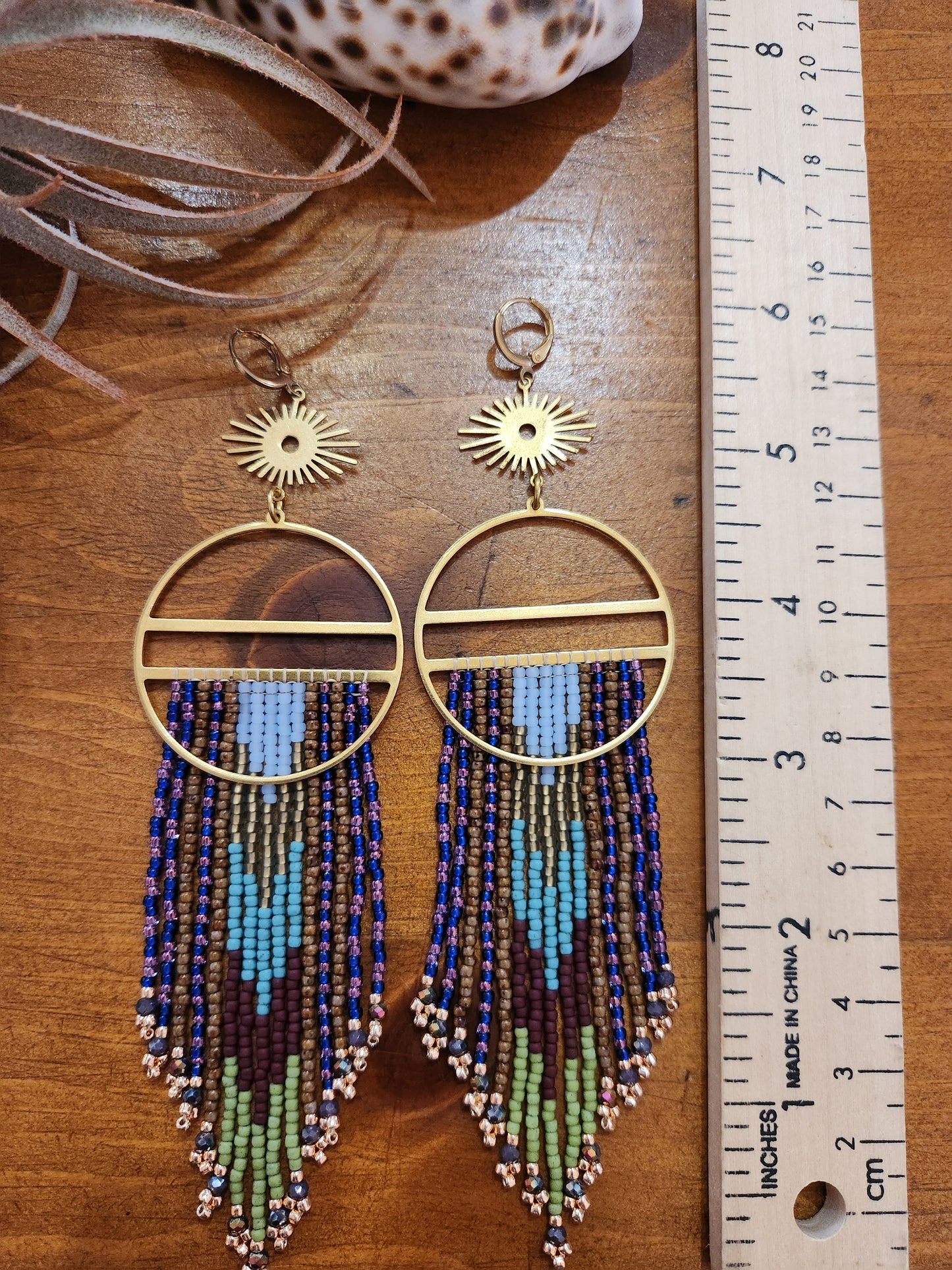 Earthy with Jewel Tones Fringe Earrings