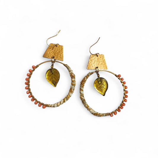 Metallic Leaf Hippie Hoops