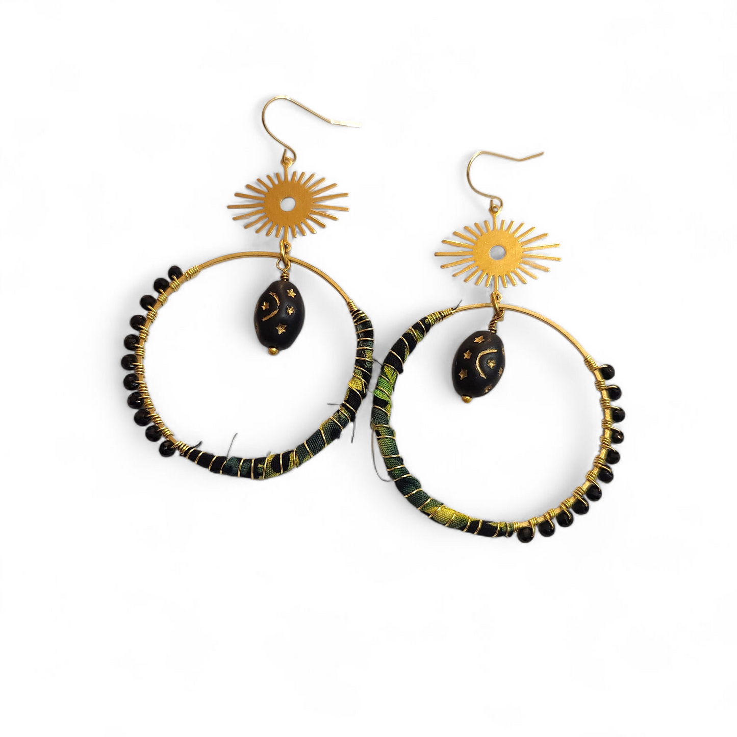 Black and Green Hippie Hoops