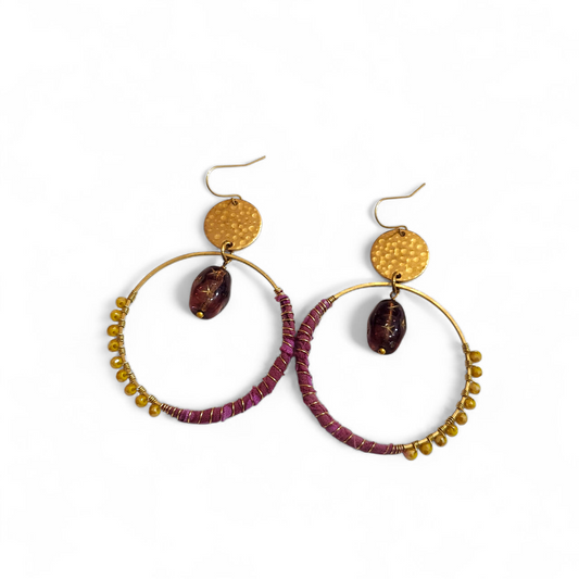 Mustard and Purple Hippie Hoops