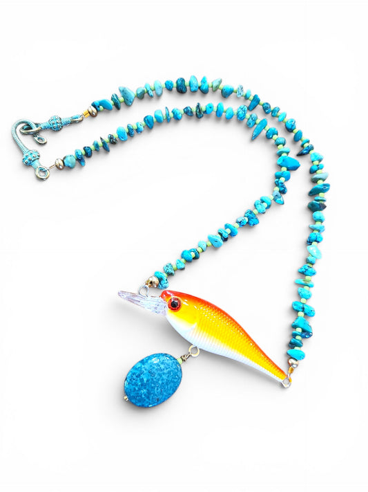 Orange Fish Lure Necklace