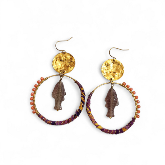 Purple and Coral Hippie Hoops