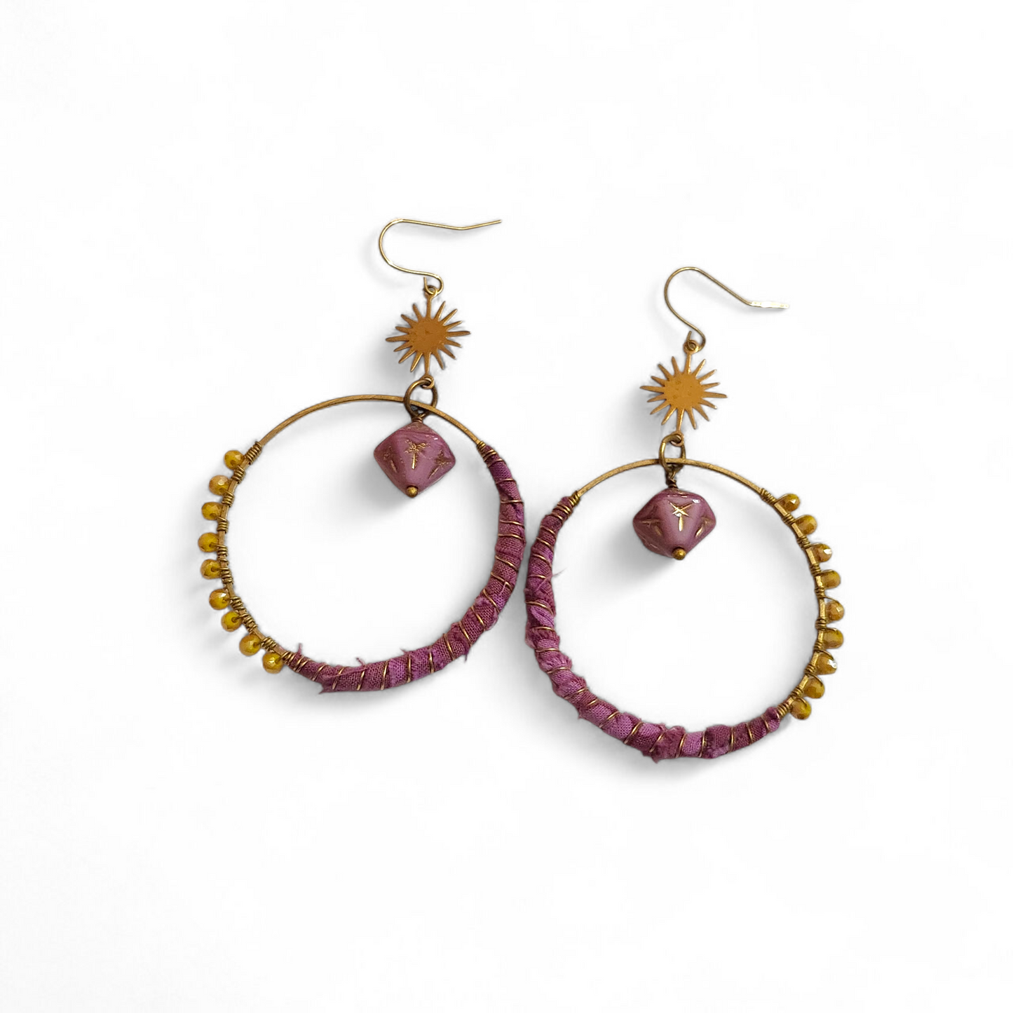 Purple & Mustard Hippie Hoops