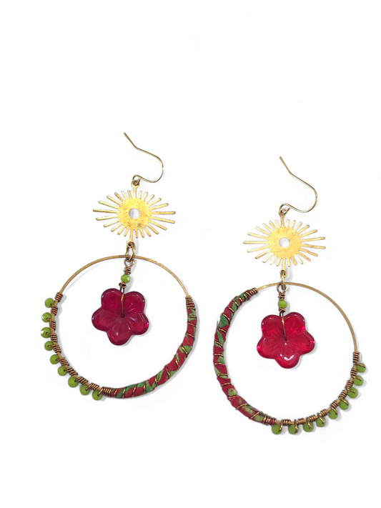 Green and Red Hippie Hoops