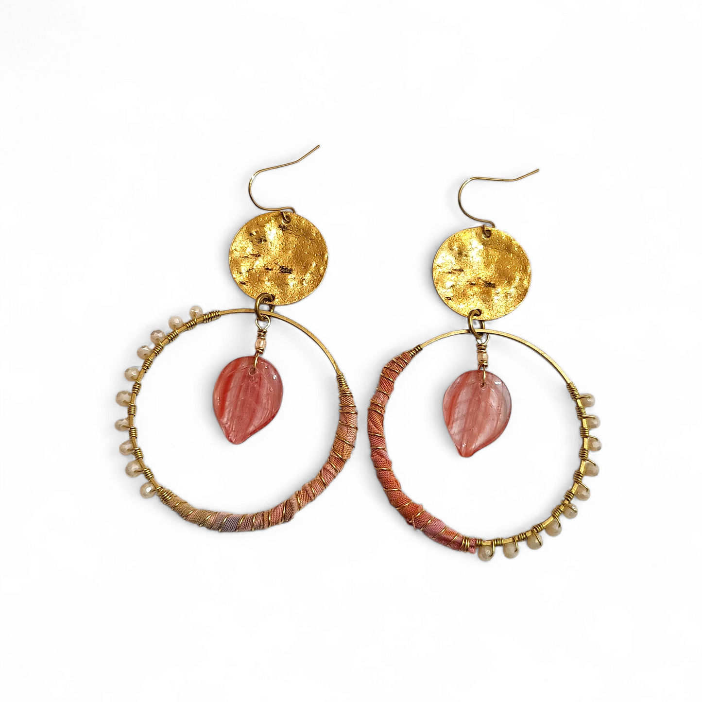 Pink and Cream Hippie Hoops