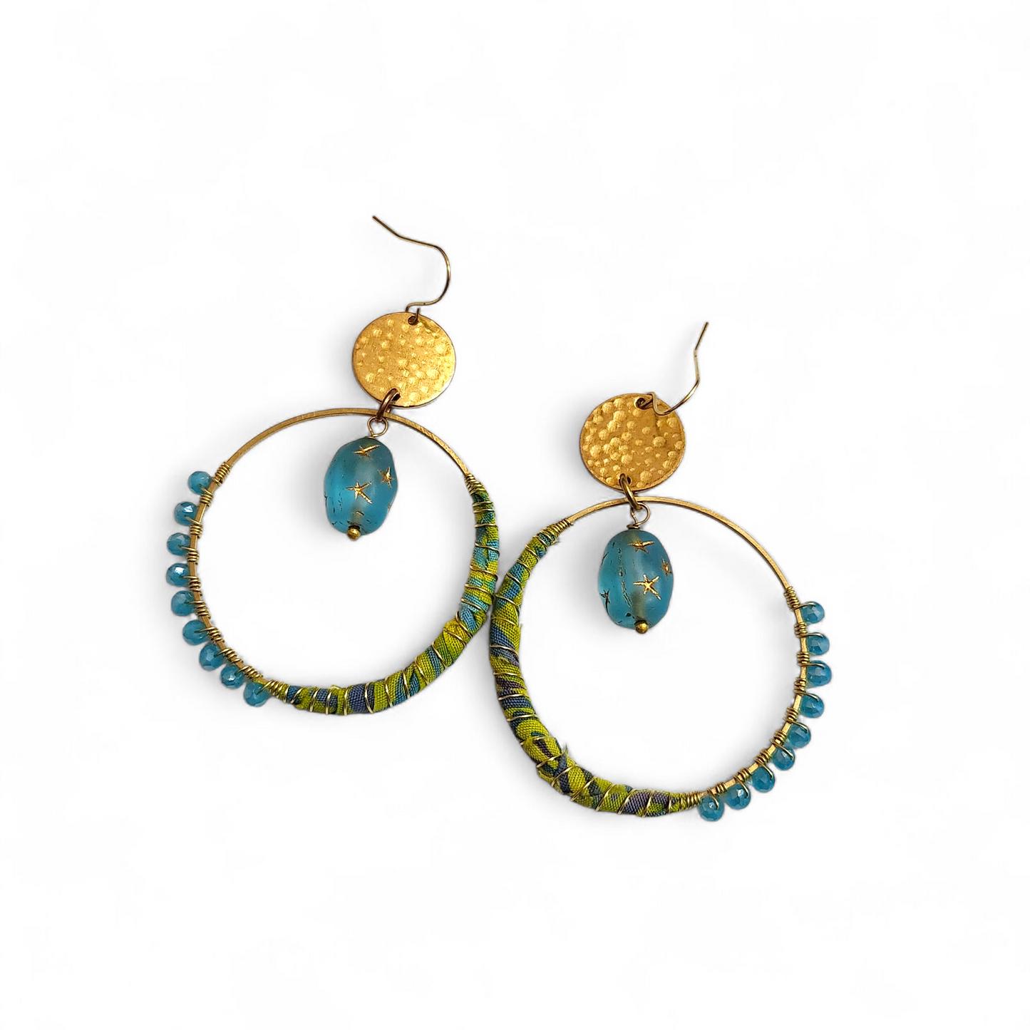Green & Aqua Hippie Hoops