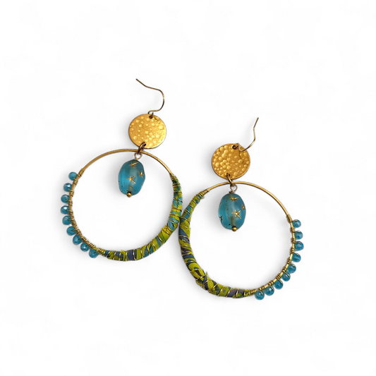 Green & Aqua Hippie Hoops