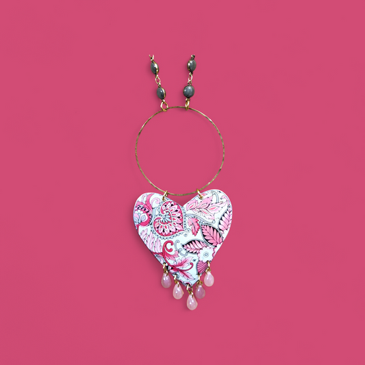 Pink Paisley Heart Necklace