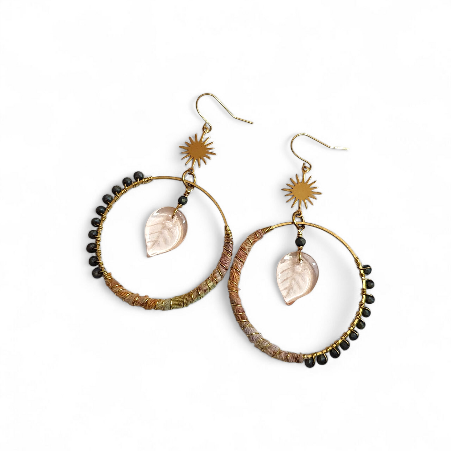 Pink Leaf Hippie Hoops