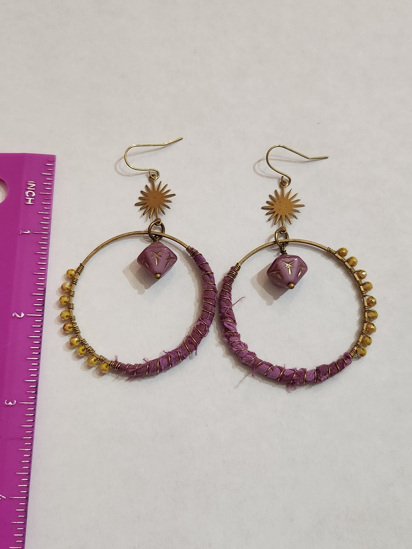 Purple & Mustard Hippie Hoops