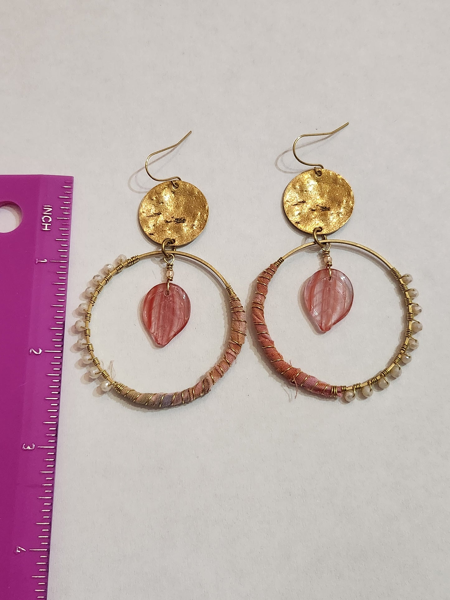 Pink and Cream Hippie Hoops