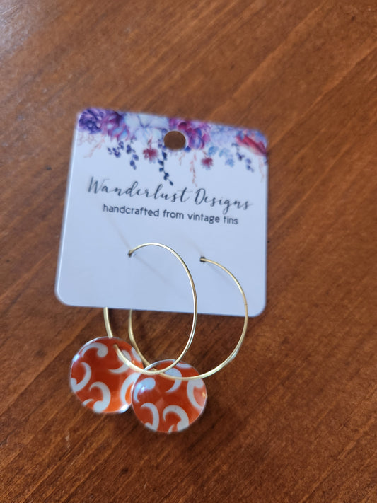 Orange and White Zen Earrings