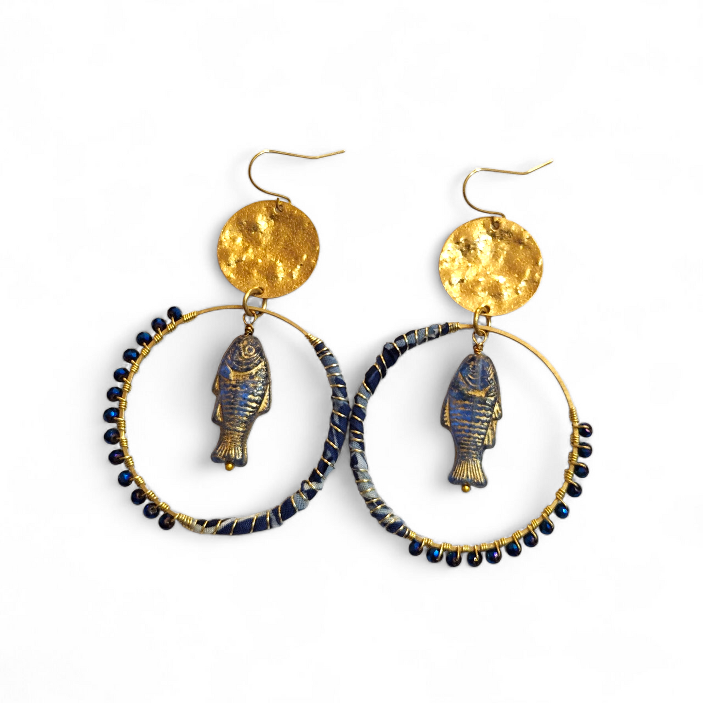 Sapphire Fish Hippie Hoops