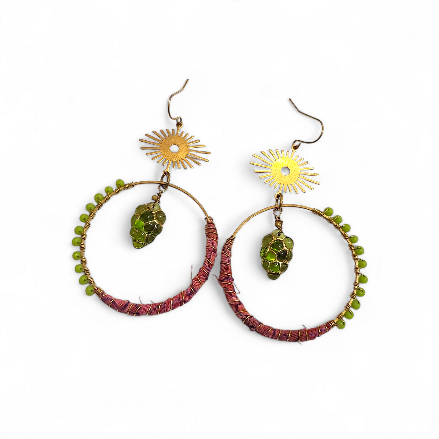 Purple and Green Grape Hippie Hoops