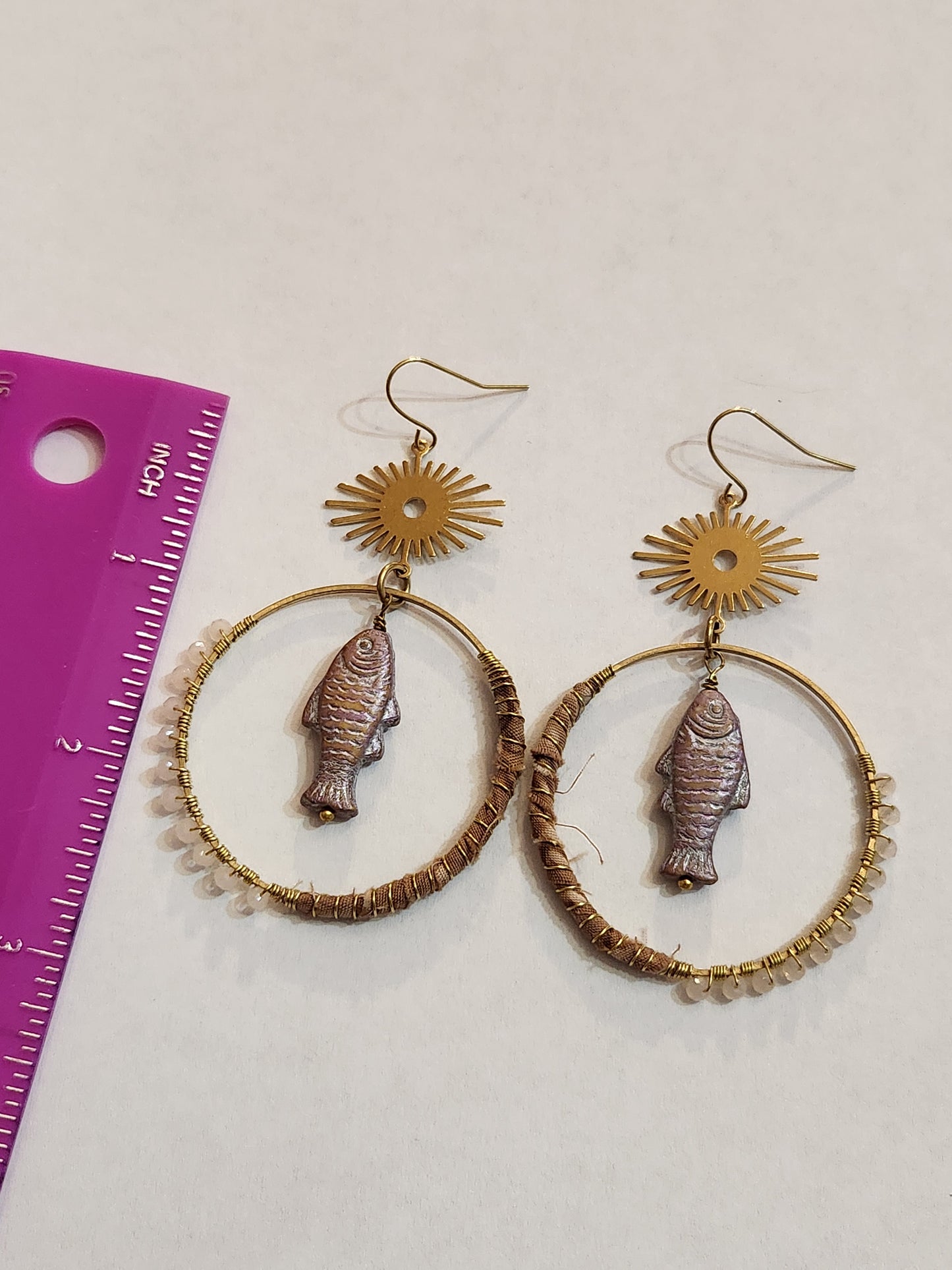 Mauve Fish Hippie Hoops