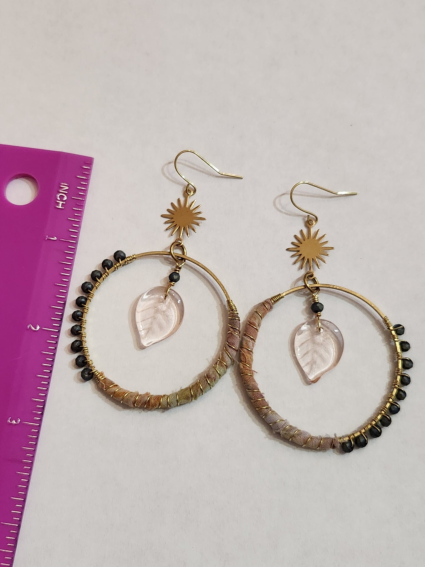 Pink Leaf Hippie Hoops