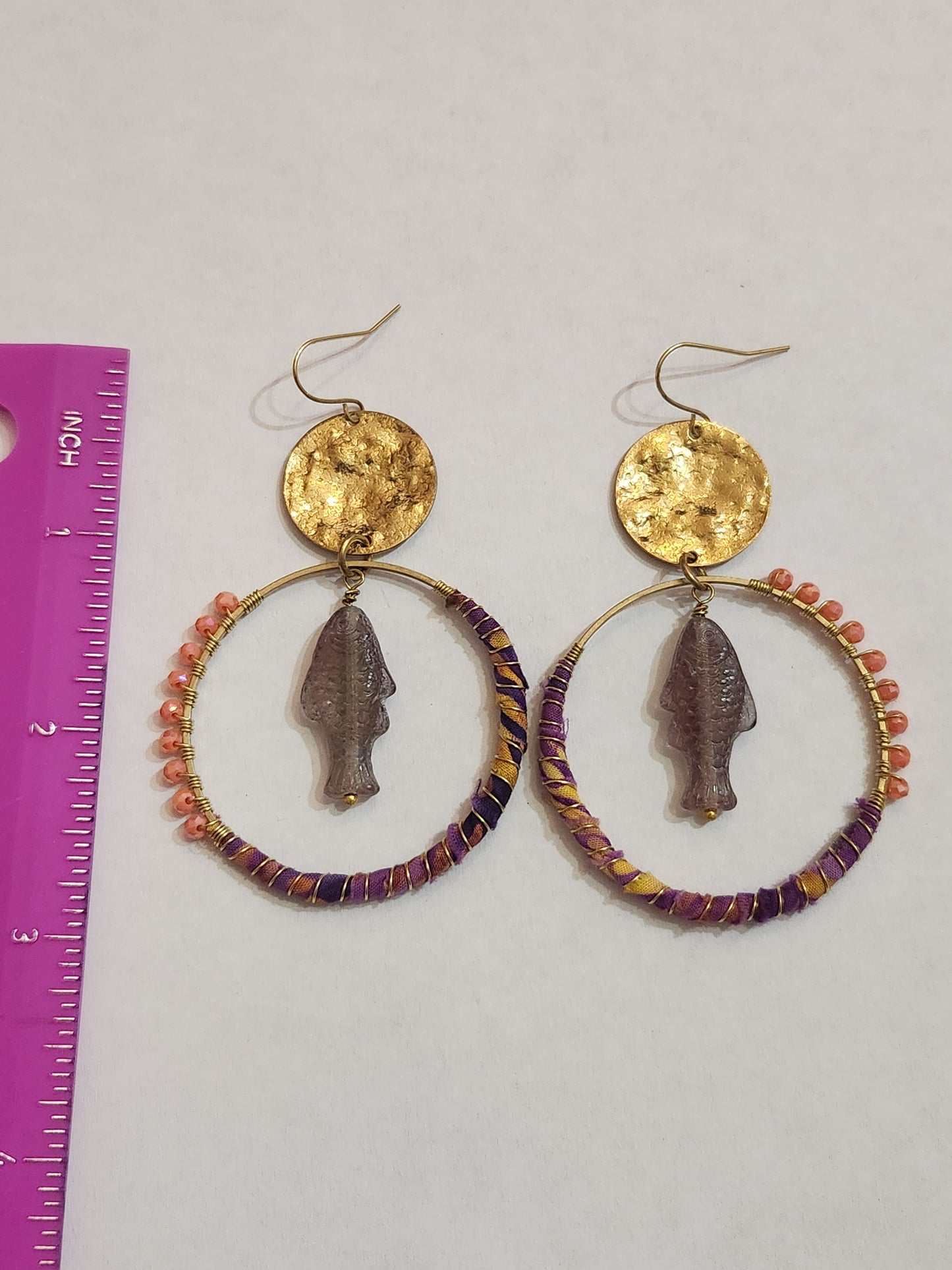 Purple and Coral Hippie Hoops