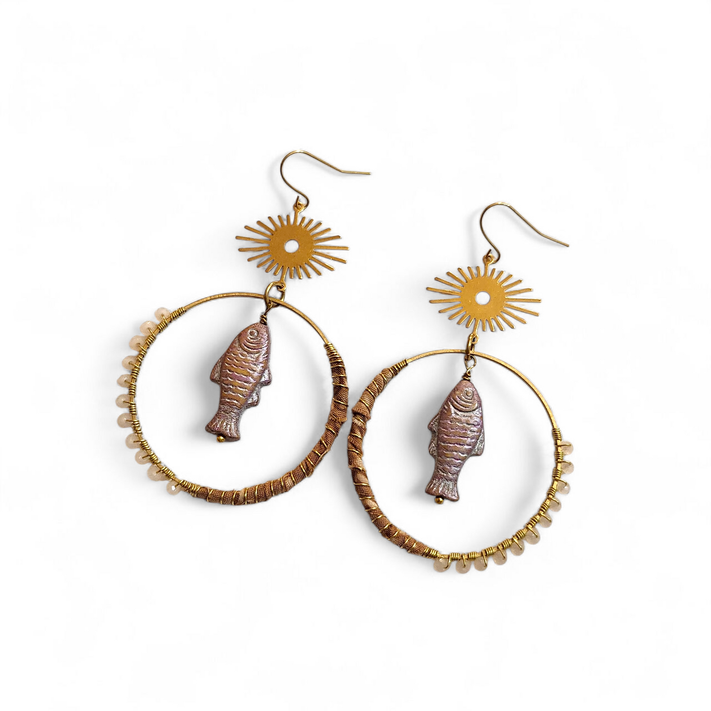 Mauve Fish Hippie Hoops