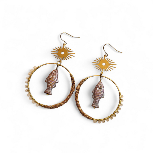 Mauve Fish Hippie Hoops