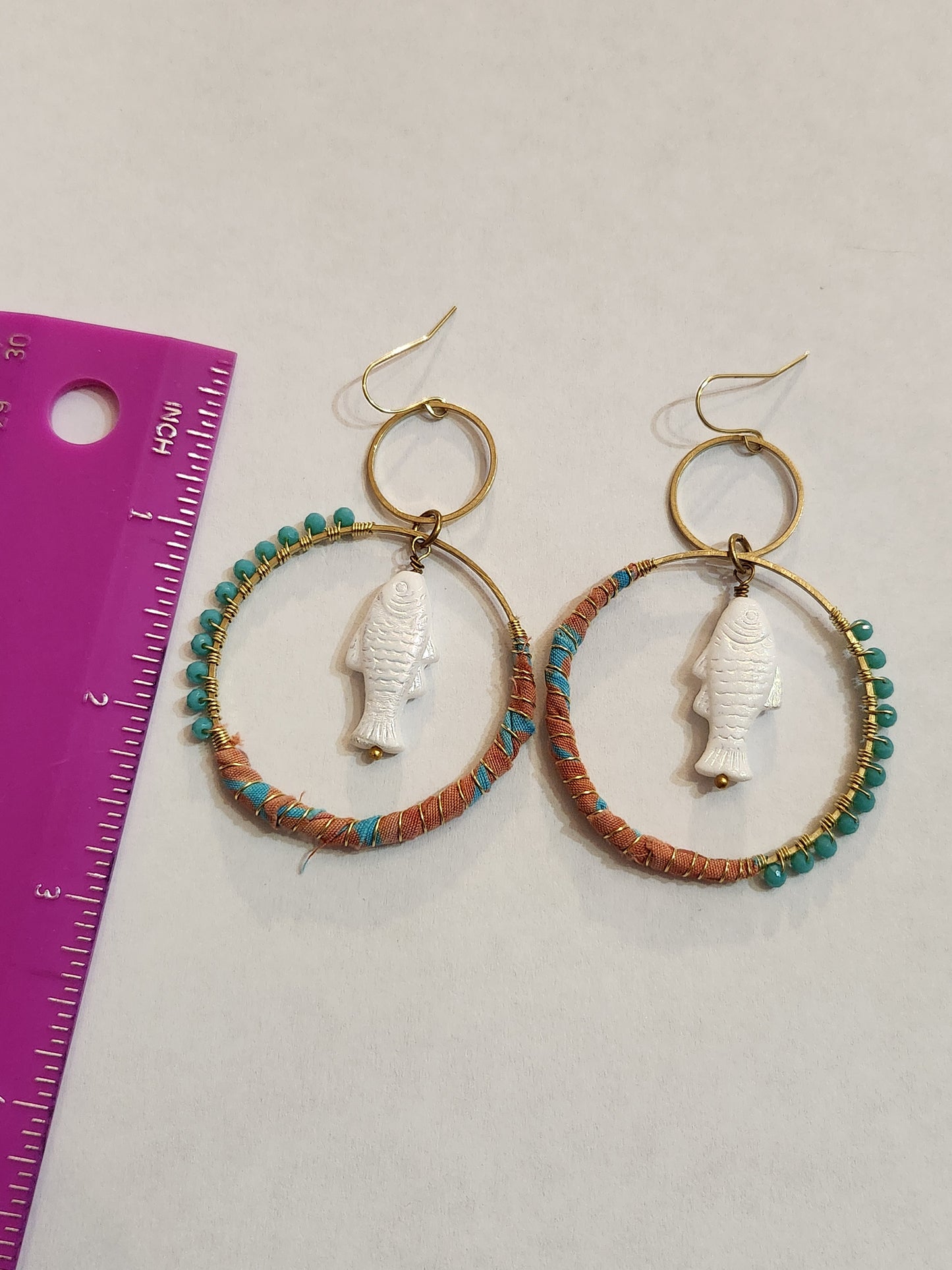 Coral & Turquoise Hippie Hoops