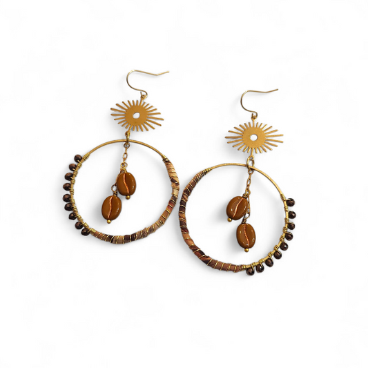 Coffee Bean Hippie Hoops