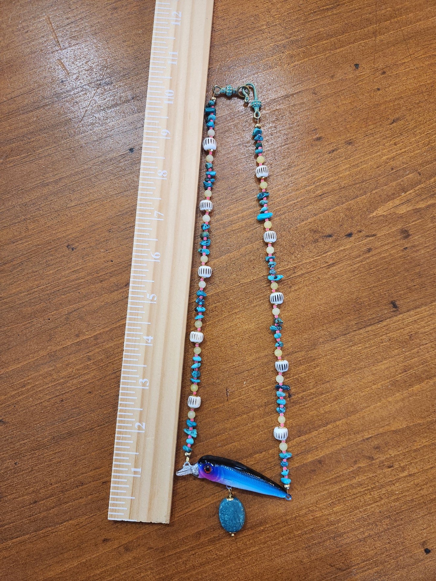 Blue Fish Lure Necklace