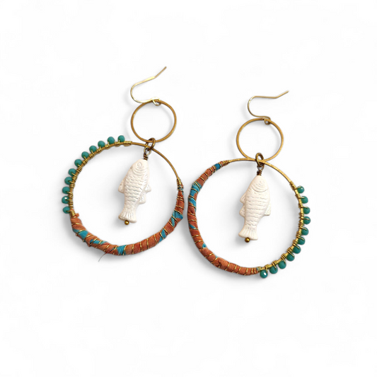 Coral & Turquoise Hippie Hoops