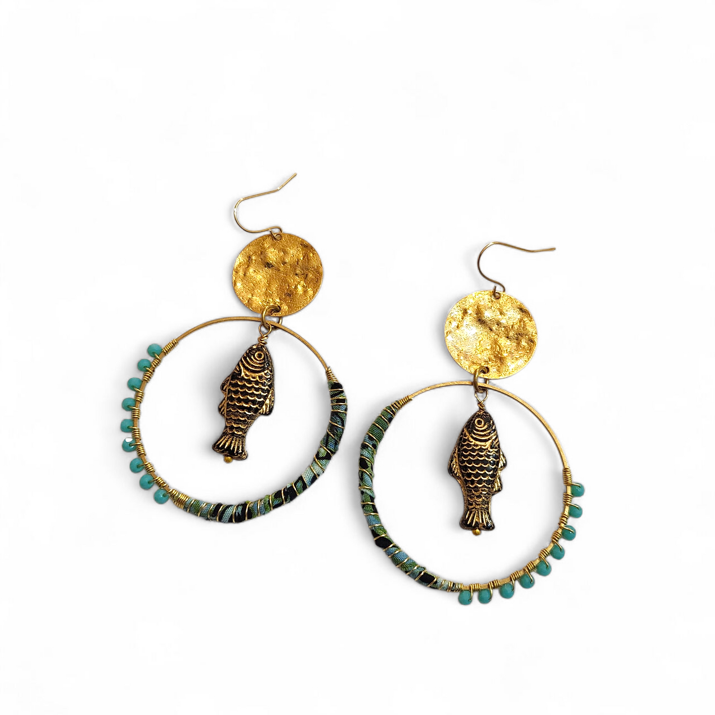 Blue & Black Fish Hippie Hoops